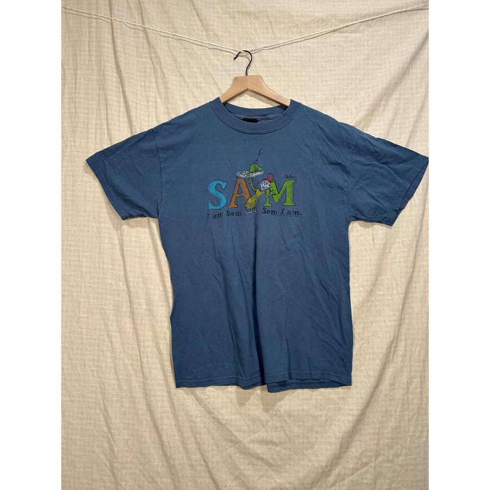 Dr Seuss Sam I Am Green Eggs and Ham Graphic T-Shirt Large Mens‎ Short  #2135